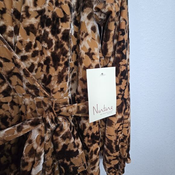 Nurture Westbound Plus Size 3X Faux Wrap Belt Dress Animal Print Velvet Burnout - Picture 9 of 16